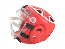 Kask bokserski z maską ochraniacz głowy Masters KSSPU (WAKO APPROVED) - czerwony