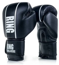 Rękawice bokserskie RING Competition skórzane - czarne