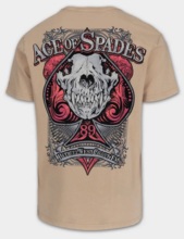 PIT BULL Denim Washed T-shirt &quot;ACE OF SPADES II&quot; - sand