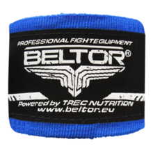 Bandaż bokserski owijki Beltor 4m bawełniany + etui - niebieski