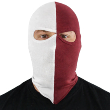 White and burgundy balaclava