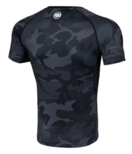 Rashguard PIT BULL short sleeve Performance "Small Logo All Black Camo"
