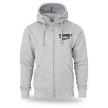 Bluza z kapturem rozpinana Dobermans Aggressive "SEMPER PARATUS BZ412" - szara