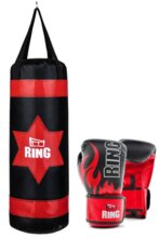 Boxing set for children - 60 cm bag and Ring gloves - black