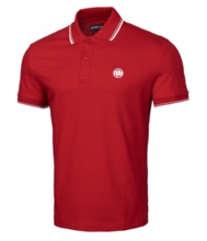 Polo Koszulka PIT BULL Slim Logo Stripes '21 - czerwona