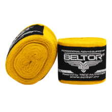 Bandaż bokserski owijki Beltor 4m bawełniany + etui - żółty