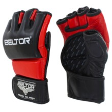 Beltor One MMA Leather Gloves - Black/Red