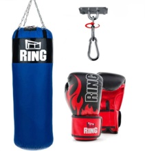 BOXING SET Ring punching bag 100x35 + boxing gloves 10oz + mounting