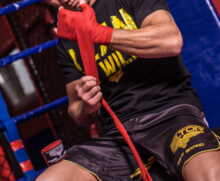 Boxing bandage Beltor wrap 3m elastic + case - red