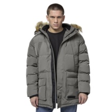 PIT BULL "FOREST" quilted parka winter jacket with hood - gray-brown