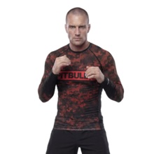 Rashguard longsleeve PIT BULL "HEX CAMO HILLTOP" - czerwony