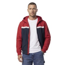 Men's PIT BULL "2 Color Longwood" Hooded Transitional Jacket - Red/Off-White/Navy