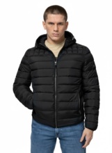 Kurtka zimowa PIT BULL pikowana z kapturem FOOTHILL - czarny