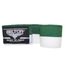 BELTOR 4m elastic boxing bandages - green/white
