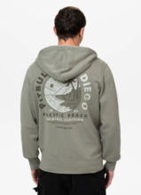 PIT BULL washed &quot;PLANET SURF&quot; zip-up hoodie - gray