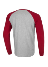 Koszulka Longsleeve PIT BULL  "Small Logo" 210 - szara/czerwona
