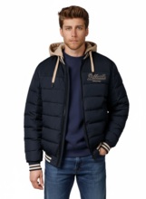 Kurtka zimowa męska z kapturem PIT BULL "HIDDEN" - granatowy