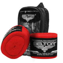 Boxing bandage Beltor wrap 3m elastic + case - red