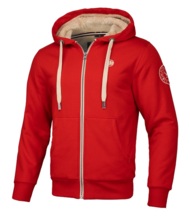Bluza rozpinana z kapturem PIT BULL "Sherpa Ruffin" '21  - czerwona