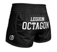 Spodenki Kickboxing/Muay Thai Legion Octagon Kevlar PREMIUM black/white