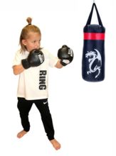 Zestaw bokserski dla dzieci worek 40 cm i rękawice Ring - czarny