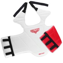 Ochraniacz tułowia karate Beltor "HOGO" dwustronny - biały/czerwony