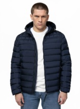 Kurtka zimowa PIT BULL pikowana z kapturem FOOTHILL - granatowy