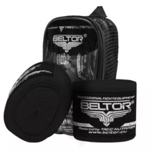 Boxing bandage Beltor wraps 4m cotton + case - black
