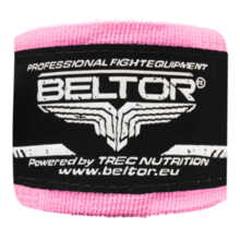 Bandaż bokserski owijki Beltor 3m bawełniany + etui - różowy