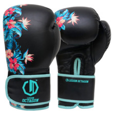 Rękawice bokserskie damskie Legion Octagon Flower - black/sea green
