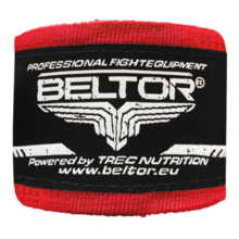 Bandaż bokserski owijki Beltor 3m bawełniany + etui - czerwony