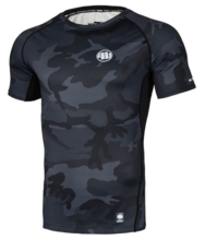 Rashguard PIT BULL short sleeve Performance "Small Logo All Black Camo"