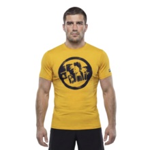 Koszulka Sportowa Mesh PIT BULL "LOGO PALMS" - żółty