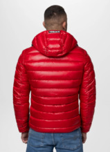 Kurtka zimowa PIT BULL pikowana z kapturem "SHATTO" - czerwony/czarny