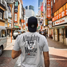 Koszulka T-shirt Oversize Ground Game "Almighty Mouse" - niebieskoszary