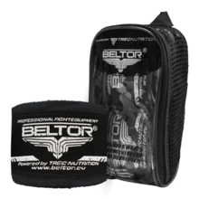 Bandaż bokserski owijki Beltor 4m elastyczny + etui - czarny
