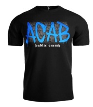 Koszulka T-shirt "ACAB" odzież uliczna - czarno/niebieska