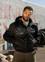 Kurtka bomberka przejściowa z kapturem PIT BULL "AERO" - czarny