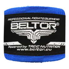 Bandaż bokserski owijki Beltor 3m bawełniany + etui - niebieski