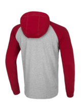 Koszulka Longsleeve z kapturem PIT BULL "Small Logo" 210 - szara/czerwona