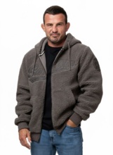 Bluza męska rozpinana z kapturem PIT BULL "GALAXY" - szarobrązowy