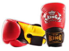 RĘKAWICE BOKSERSKIE TOP KING TKBGSA "SUPER AIR" (532) (red/black/yellow) "K"