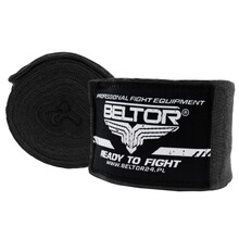 BELTOR OWIJKI BOKSERSKIE BAWEŁNIANE / BOXING HAND WRAPS 3m FOLIOPAK - czarny/black B2557