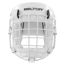 BELTOR KASK Z KRATKĄ / SPARRING HEAD GUARD WITH GRILLE "COMBAT"  biały - white + Premium rzepy od środka     XXS  B2118