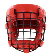 BELTOR KASK Z KRATKĄ / SPARRING HEAD GUARD WITH GRILLE "COMBAT"  czerwony - red + Premium rzepy od środka     XXS  B2119