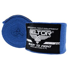 BELTOR OWIJKI BOKSERSKIE BAWEŁNIANE / BOXING HAND WRAPS 4m FOLIOPAK - niebieski/blue B2564