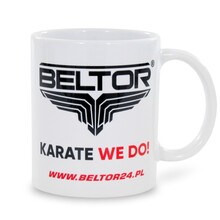 BELTOR KARATE KUBEK / MUG "KARATE WE DO!" + LOGO  biały - white  B3103
