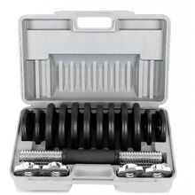 ZESTAW ŻELIWNYCH HANTLI W WALIZCE 15 kg 2 x 7.5 kg 