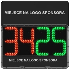 Elektroniczna tablica zmiany zawodników- dwustronna z podwójną przestrzenią na logo sponsora + walizka
