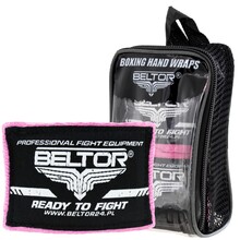 BELTOR OWIJKI BOKSERSKIE BAWEŁNIANE / BOXING HAND WRAPS 4m - różowy/pink B1834